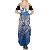 Personalised Cycling New Zealand Family Matching Summer Maxi Dress and Hawaiian Shirt Aotearoa Map Fern Maori Pattern
