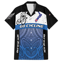 Personalised Cycling New Zealand Hawaiian Shirt Aotearoa Map Fern Maori Pattern LT22 Blue - Polynesian Pride