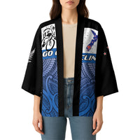 Personalised Cycling New Zealand Kimono Aotearoa Map Fern Maori Pattern LT22 - Polynesian Pride