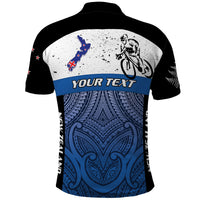Personalised Cycling New Zealand Polo Shirt Aotearoa Map Fern Maori Pattern LT22 - Polynesian Pride