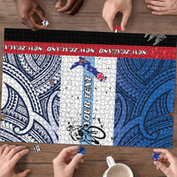 Personalised Cycling New Zealand Puzzle Aotearoa Map Fern Maori Pattern LT22 - Polynesian Pride