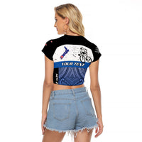 Personalised Cycling New Zealand Raglan Cropped T Shirt Aotearoa Map Fern Maori Pattern LT22 - Polynesian Pride