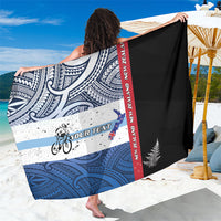 Personalised Cycling New Zealand Sarong Aotearoa Map Fern Maori Pattern LT22 One Size 44 x 66 inches Blue - Polynesian Pride