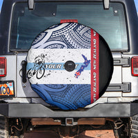Personalised Cycling New Zealand Spare Tire Cover Aotearoa Map Fern Maori Pattern LT22 Blue - Polynesian Pride