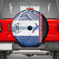 Personalised Cycling New Zealand Spare Tire Cover Aotearoa Map Fern Maori Pattern LT22 - Polynesian Pride