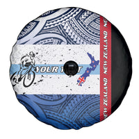 Personalised Cycling New Zealand Spare Tire Cover Aotearoa Map Fern Maori Pattern LT22 - Polynesian Pride