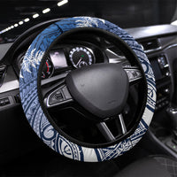 Cycling New Zealand Steering Wheel Cover Aotearoa Map Fern Maori Pattern LT22 Universal Fit Blue - Polynesian Pride