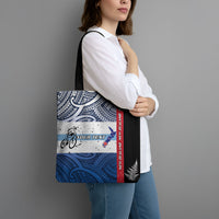 Personalised Cycling New Zealand Tote Bag Aotearoa Map Fern Maori Pattern LT22 - Polynesian Pride