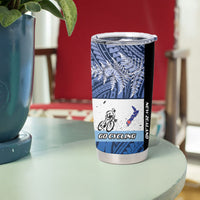 Personalised Cycling New Zealand Tumbler Cup Aotearoa Map Fern Maori Pattern LT22 - Polynesian Pride