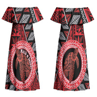 Personalised Tonga Language Week Couples Matching Off Shoulder Maxi Dress and Long Sleeve Button Shirt Heilala Turtle Malo E Lelei