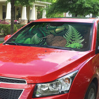 Kiwi New Zealand Personalised Auto Sun Shade Aotearoa Map Silver Fern Koru Pattern LT22 - Polynesian Pride
