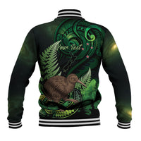 Kiwi New Zealand Personalised Baseball Jacket Aotearoa Map Silver Fern Koru Pattern LT22 - Polynesian Pride