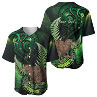 Kiwi New Zealand Personalised Baseball Jersey Aotearoa Map Silver Fern Koru Pattern LT22 - Polynesian Pride