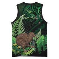 Kiwi New Zealand Personalised Basketball Jersey Aotearoa Map Silver Fern Koru Pattern LT22 - Polynesian Pride