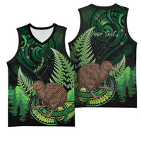 Kiwi New Zealand Personalised Basketball Jersey Aotearoa Map Silver Fern Koru Pattern LT22 - Polynesian Pride