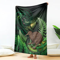 Kiwi New Zealand Personalised Blanket Aotearoa Map Silver Fern Koru Pattern LT22 - Polynesian Pride