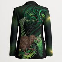 Kiwi New Zealand Personalised Blazer Aotearoa Map Silver Fern Koru Pattern LT22 - Polynesian Pride