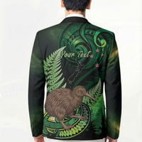Kiwi New Zealand Personalised Blazer Aotearoa Map Silver Fern Koru Pattern LT22 - Polynesian Pride
