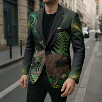 Kiwi New Zealand Personalised Blazer Aotearoa Map Silver Fern Koru Pattern LT22 - Polynesian Pride