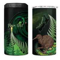 Kiwi New Zealand Personalised 4 in 1 Can Cooler Tumbler Aotearoa Map Silver Fern Koru Pattern LT22 One Size: 16 oz Green - Polynesian Pride