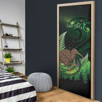 Kiwi New Zealand Personalised Door Cover Aotearoa Map Silver Fern Koru Pattern LT22 - Polynesian Pride