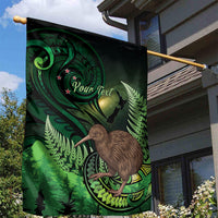 Kiwi New Zealand Personalised Garden Flag Aotearoa Map Silver Fern Koru Pattern LT22 - Polynesian Pride