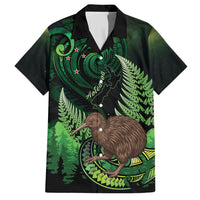 Kiwi New Zealand Personalised Hawaiian Shirt Aotearoa Map Silver Fern Koru Pattern LT22 Green - Polynesian Pride