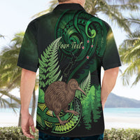 Kiwi New Zealand Personalised Hawaiian Shirt Aotearoa Map Silver Fern Koru Pattern LT22 - Polynesian Pride
