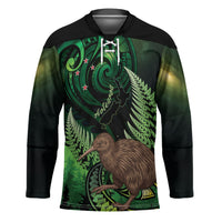 Kiwi New Zealand Personalised Hockey Jersey Aotearoa Map Silver Fern Koru Pattern LT22 Unisex Green - Polynesian Pride