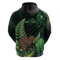 Kiwi New Zealand Personalised Hoodie Aotearoa Map Silver Fern Koru Pattern LT22 - Polynesian Pride