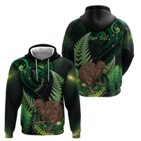Kiwi New Zealand Personalised Hoodie Aotearoa Map Silver Fern Koru Pattern LT22 - Polynesian Pride