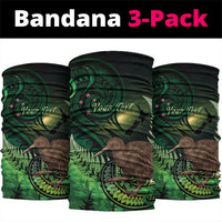 Kiwi New Zealand Personalised Neck Gaiter Aotearoa Map Silver Fern Koru Pattern LT22 package One Size: 25*50cm Green - Polynesian Pride