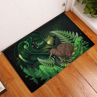 Kiwi New Zealand Personalised Rubber Doormat Aotearoa Map Silver Fern Koru Pattern