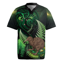 Kiwi New Zealand Personalised Rugby Jersey Aotearoa Map Silver Fern Koru Pattern LT22 Green - Polynesian Pride
