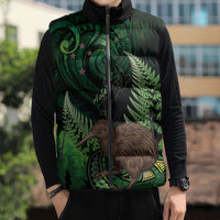 Kiwi New Zealand Personalised Sleeveless Puffer Jacket Aotearoa Map Silver Fern Koru Pattern LT22 - Polynesian Pride