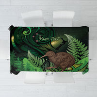 Kiwi New Zealand Personalised Tablecloth Aotearoa Map Silver Fern Koru Pattern LT22 Green - Polynesian Pride