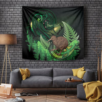 Kiwi New Zealand Personalised Tapestry Aotearoa Map Silver Fern Koru Pattern LT22 Green - Polynesian Pride