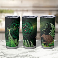 Kiwi New Zealand Personalised Tumbler Cup Aotearoa Map Silver Fern Koru Pattern LT22 - Polynesian Pride