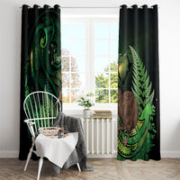 Kiwi New Zealand Personalised Window Curtain Aotearoa Map Silver Fern Koru Pattern LT22 - Polynesian Pride