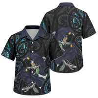 New Zealand Huia Bird Family Matching Puletasi and Hawaiian Shirt Paua Shell Maori Pattern LT22 Son's Shirt Black - Polynesian Pride