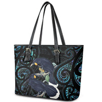 New Zealand Huia Bird Leather Tote Bag Paua Shell Maori Pattern