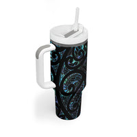 New Zealand Huia Bird Tumbler With Handle Paua Shell Maori Pattern