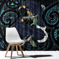New Zealand Huia Bird Window Curtain Paua Shell Maori Pattern