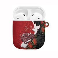 Kiwi New Zealand Personalised AirPods Case NZ Map Pohutukawa Fern Maori Pattern LT22 Red - Polynesian Pride