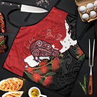 Kiwi New Zealand Personalised Apron NZ Map Pohutukawa Fern Maori Pattern LT22 Red - Polynesian Pride