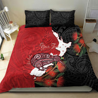 Kiwi New Zealand Personalised Bedding Set NZ Map Pohutukawa Fern Maori Pattern LT22 - Polynesian Pride