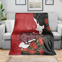 Kiwi New Zealand Personalised Blanket NZ Map Pohutukawa Fern Maori Pattern LT22 - Polynesian Pride