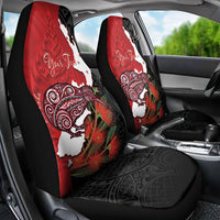 Kiwi New Zealand Personalised Car Seat Cover NZ Map Pohutukawa Fern Maori Pattern LT22 - Polynesian Pride