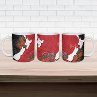 Kiwi New Zealand Personalised Ceramic Mug NZ Map Pohutukawa Fern Maori Pattern LT22 - Polynesian Pride