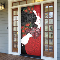 Kiwi New Zealand Personalised Door Cover NZ Map Pohutukawa Fern Maori Pattern LT22 - Polynesian Pride